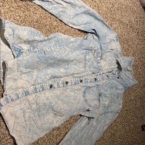 PacSun light wash denim flannel